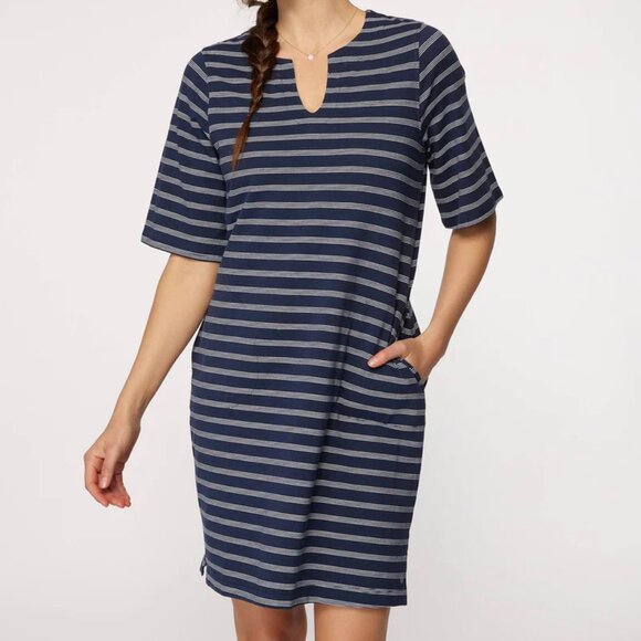 👚3 FOR $20👚 NEW Hang Ten Navy Striped UPF 50 Beach Swimsuit Swim Coverup Dress - Picture 1 of 4